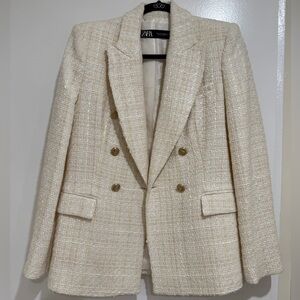 Zara Ivory Bouclé Jacket